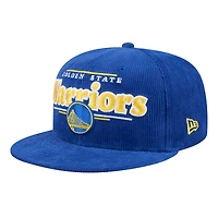 Casquette Snapback 9FIFTY en velours côtelé pour homme New Era Royal Golden State Warriors