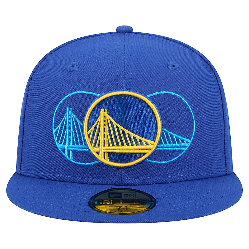 Casquette ajustée New Era Royal Golden State Warriors Tri-Hit 59Fifty pour homme