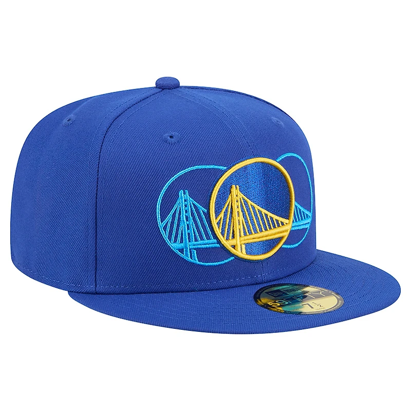 Casquette ajustée New Era Royal Golden State Warriors Tri-Hit 59Fifty pour homme