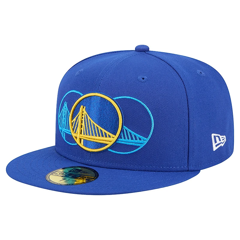 Casquette ajustée New Era Royal Golden State Warriors Tri-Hit 59Fifty pour homme