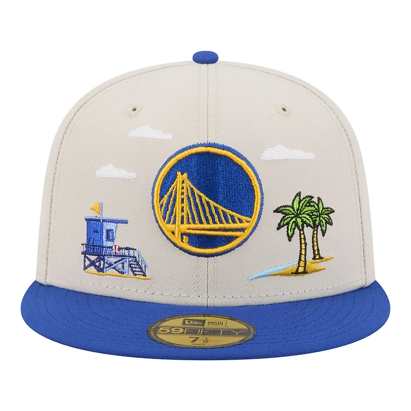 Men's New Era  Tan/Royal Golden State Warriors Localized City Icon 59FIFTY Fitted Hat