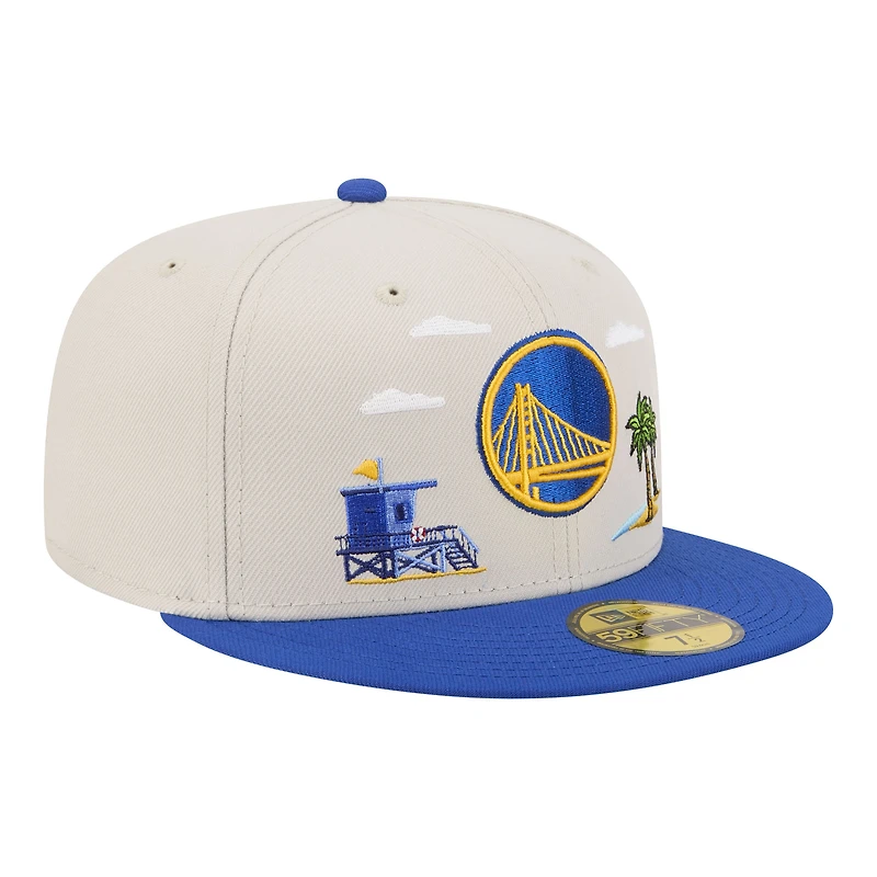 Men's New Era  Tan/Royal Golden State Warriors Localized City Icon 59FIFTY Fitted Hat