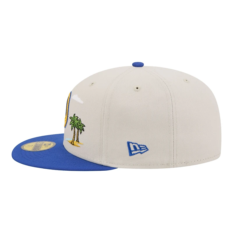 Men's New Era  Tan/Royal Golden State Warriors Localized City Icon 59FIFTY Fitted Hat
