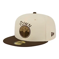 Casquette ajustée New Era 59FIFTY pour homme, couleur beige, Golden State Warriors City Edition