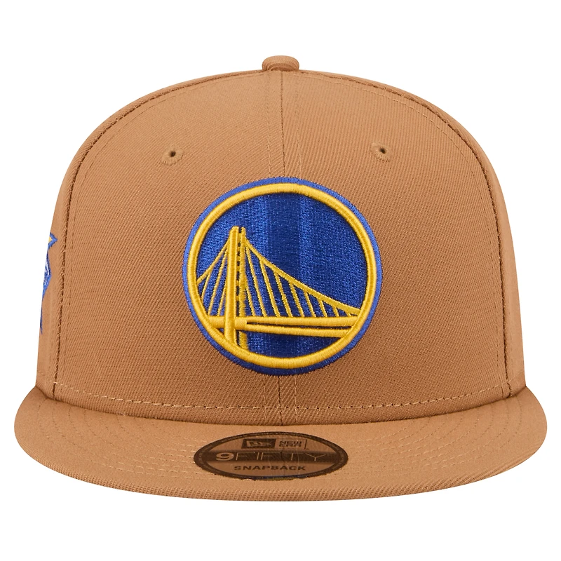 Casquette Snapback 9FIFTY pour homme Golden State Warriors de New Era, couleur tan