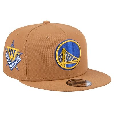 Men's New Era Tan Golden State Warriors Color Pack 9FIFTY Snapback Hat