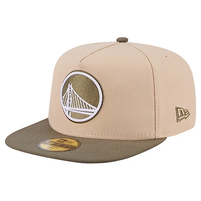 Men's New Era  Tan Golden State Warriors Color Pack Two-Tone 59FIFTY A-Frame Fitted Hat