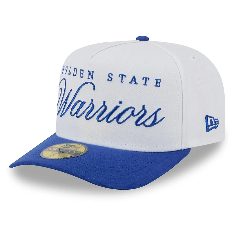 Men's New Era White/Royal Golden State Warriors 2025 NBA Draft A-Frame 59FIFTY Fitted Hat