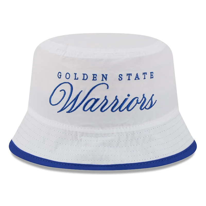 Bob en nylon New Era blanc/bleu roi pour homme, Golden State Warriors, draft NBA 2025