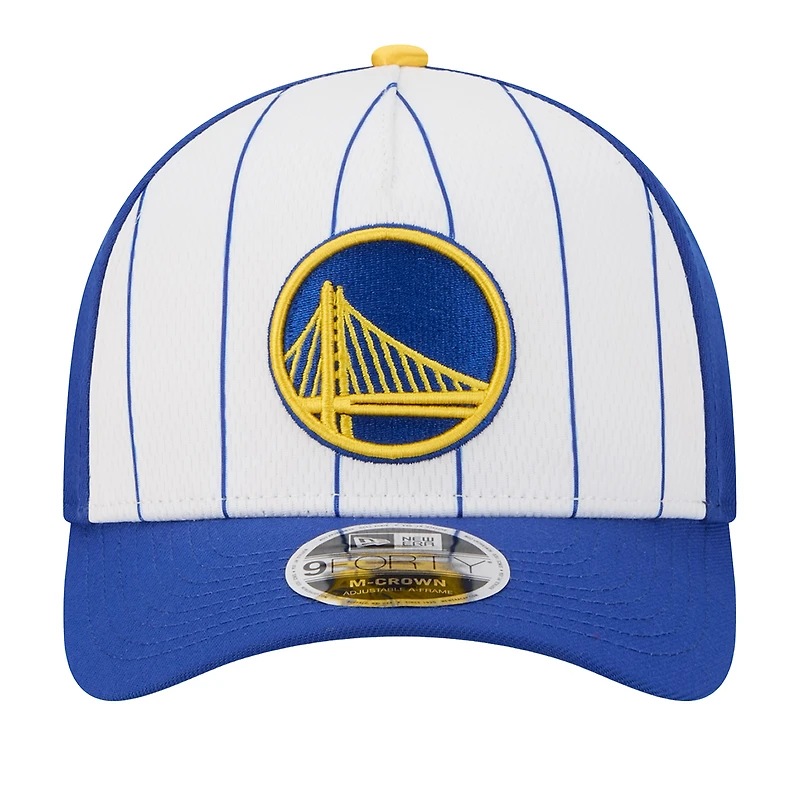 Men's New Era White/Royal Golden State Warriors 2025 NBA Tip Off M-Crown A-Frame 9FORTY Adjustable Hat