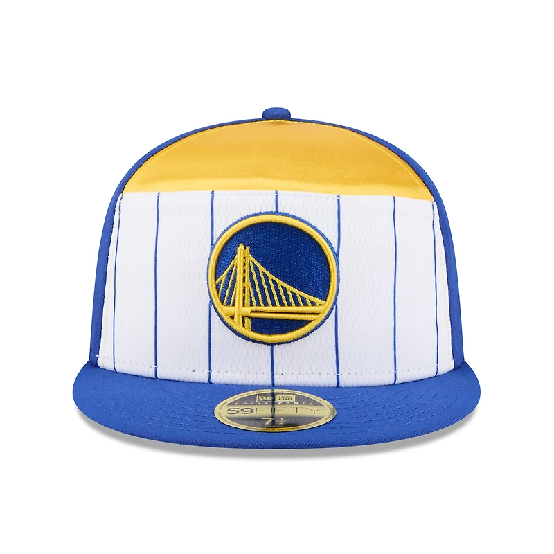 Men's New Era  White/Royal Golden State Warriors 2025 NBA Tip Off Split Panel 59FIFTY Fitted Hat