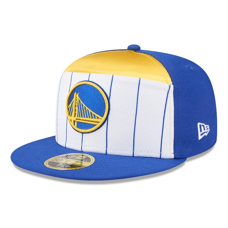 Men's New Era  White/Royal Golden State Warriors 2025 NBA Tip Off Split Panel 59FIFTY Fitted Hat