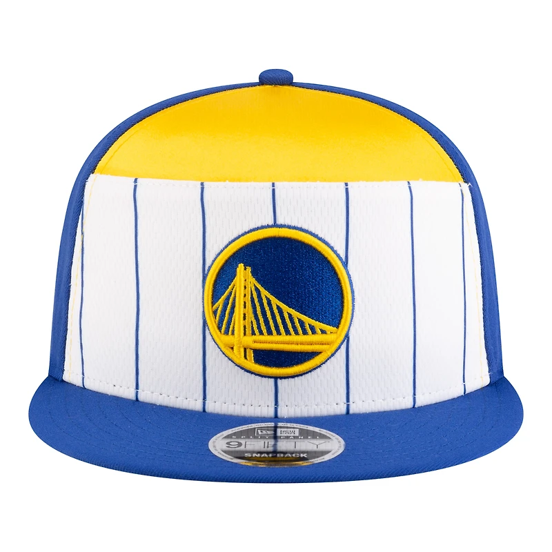 Men's New Era White/Royal Golden State Warriors 2025 NBA Tip Off Split Panel 9FIFTY Snapback Hat
