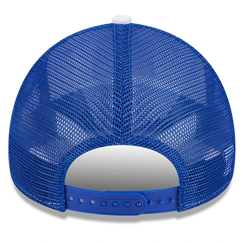 Men's New Era White/Royal Golden State Warriors Court Sport Foam A-Frame 9FORTY Adjustable Trucker Hat