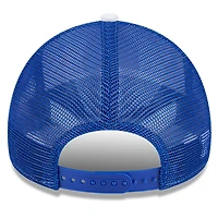 Men's New Era White/Royal Golden State Warriors Court Sport Foam A-Frame 9FORTY Adjustable Trucker Hat