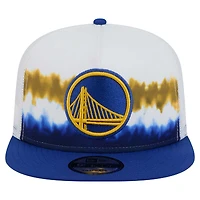 Men's New Era White/Royal Golden State Warriors Dip-Dye 9FIFTY A-Frame Trucker Snapback Hat
