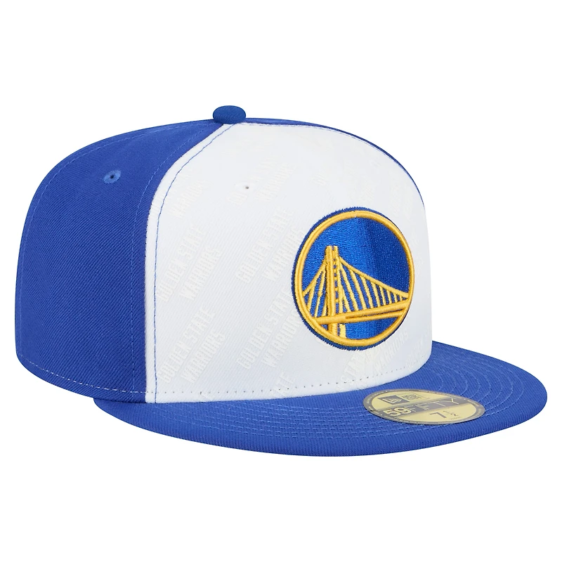 Men's New Era White/Royal Golden State Warriors Repeat 59Fifty Fitted Hat