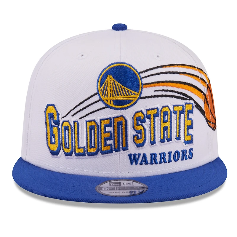 Men's New Era White/Royal Golden State Warriors Retro Swoop 9FIFTY Snapback Hat