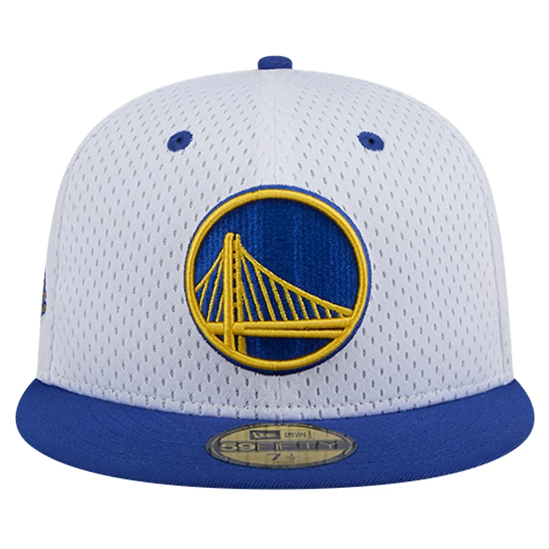 Casquette ajustée 59FIFTY Throwback 2Tone New Era pour hommes, blanc/royal, Golden State Warriors