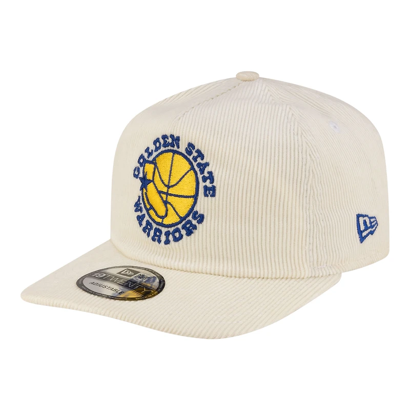 Casquette ajustable New Era blanche Golden State Warriors 19TWENTY années 80 en velours côtelé chromé