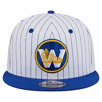Casquette snapback New Era blanche Deceptor 9FIFTY à rayures fines pour homme, Golden State Warriors