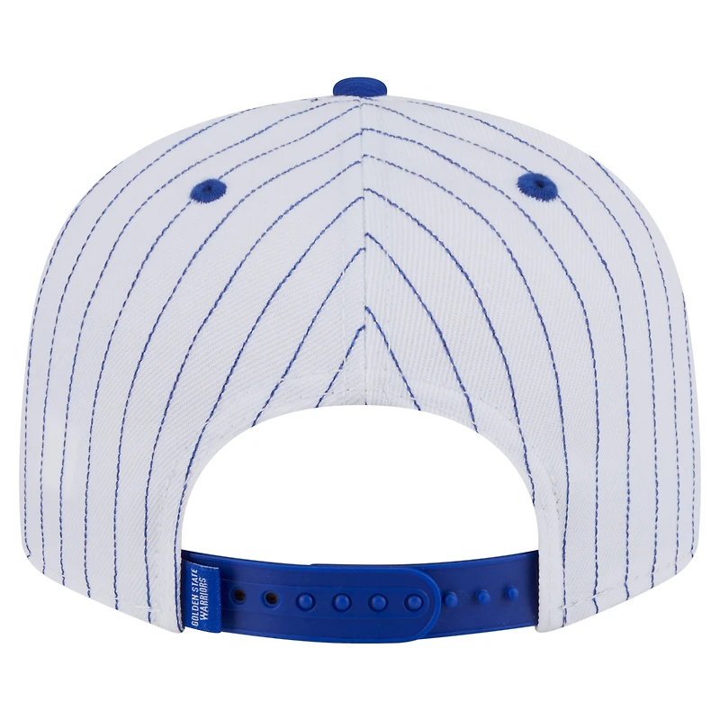 Casquette snapback New Era blanche Deceptor 9FIFTY à rayures fines pour homme, Golden State Warriors