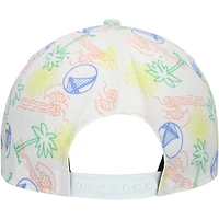 Casquette réglable de golfeur New Era pour hommes, Golden State Warriors, palmiers et vagues, blanche