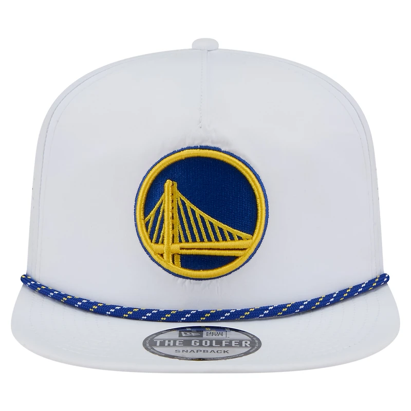 Casquette de golf ajustable New Era blanche Golden State Warriors Performance Rope pour homme