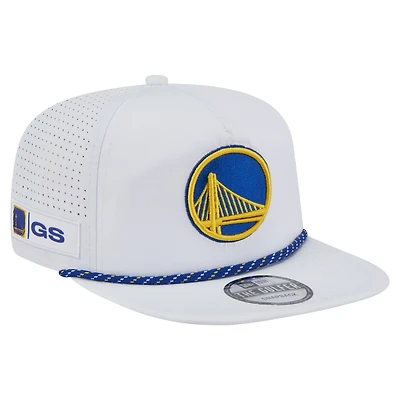 Casquette de golf ajustable New Era blanche Golden State Warriors Performance Rope pour homme