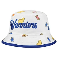 Men's New Era White Golden State Warriors Team Cheer Reversible Bucket Hat
