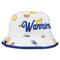 Men's New Era White Golden State Warriors Team Cheer Reversible Bucket Hat