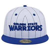 Casquette ajustée 59FIFTY blanche à rayures fines avec logo des Golden State Warriors de New Era pour homme