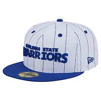 Casquette ajustée 59FIFTY blanche à rayures fines avec logo des Golden State Warriors de New Era pour homme