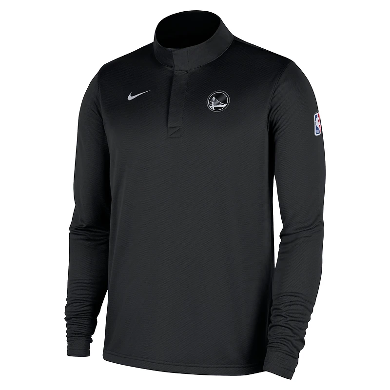 Haut Nike noir Golden State Warriors 2025/26 Authentic Coaches Dri-Fit à quart de zip pour homme
