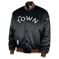 Veste bomber Nike noire Golden State Warriors 2025/26 City Edition Remix Courtside à boutons-pression pour homme