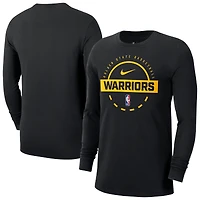 T-shirt d'entraînement à manches longues Nike Golden State Warriors Authentic pour homme, noir