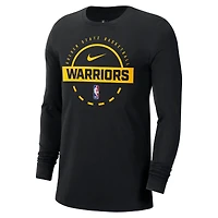 T-shirt d'entraînement à manches longues Nike Golden State Warriors Authentic pour homme, noir