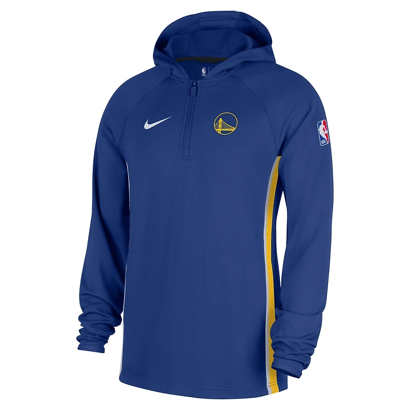 Veste à capuche Nike Golden State Warriors Authentic On Court Zone Quarter-Zip Dri-FIT pour homme, bleu