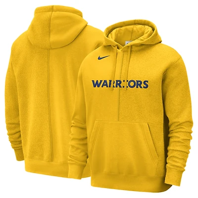 Men's Nike Gold Golden State Warriors Courtside Versus Stitch Split Pullover Hoodie