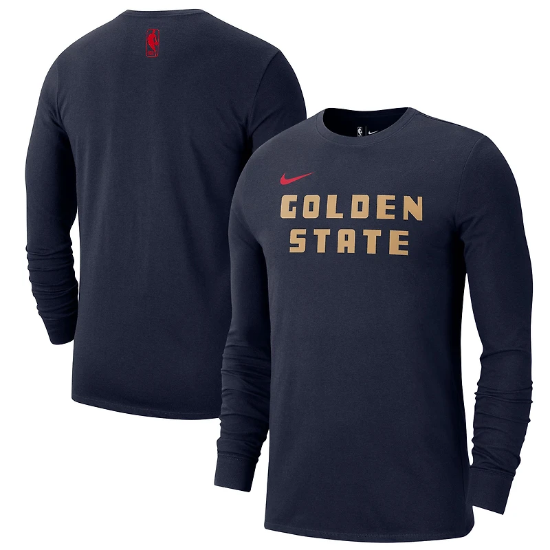 T-shirt à manches longues Nike Golden State Warriors 2024/25 City Edition Essential Logo bleu marine pour homme