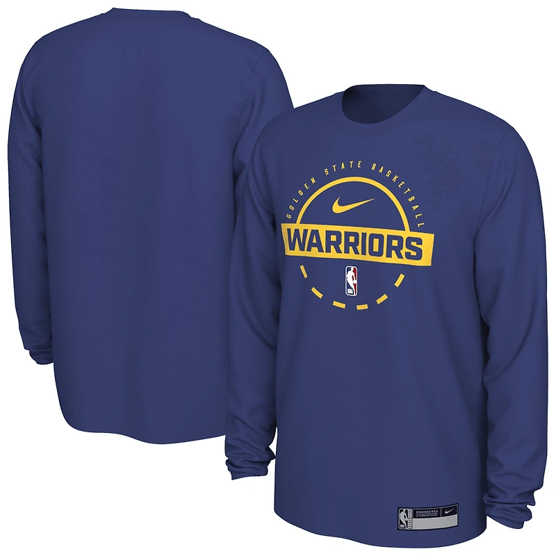 Men's Nike Royal Golden State Warriors 2025/26 On-Court Flare Dri-FIT Practice Long Sleeve Tri-Blend T-Shirt