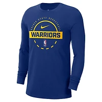 T-shirt d'entraînement à manches longues Nike Royal Golden State Warriors Authentic pour homme