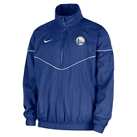 Men's Nike  Royal Golden State Warriors Courtside Windrunner Woven Half-Zip Hooded Jacket