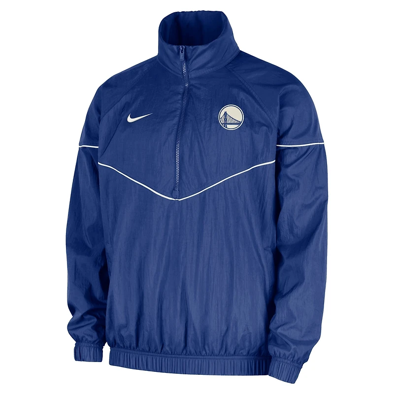 Veste tissée demi-zip Nike Royal Golden State Warriors Courtside Windrunner pour homme