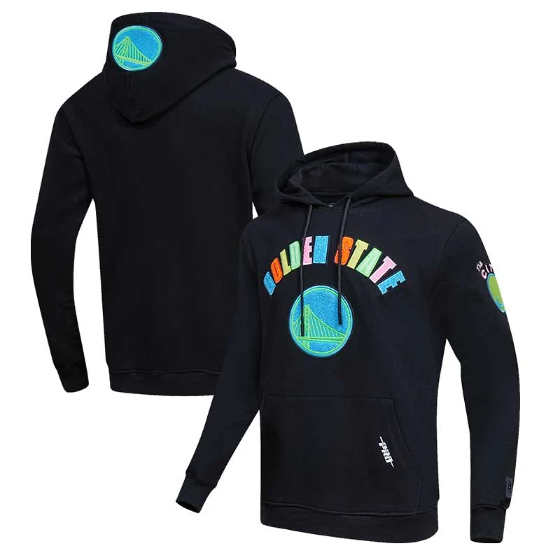 Men's Pro Standard Black Golden State Warriors Neon Pullover Hoodie