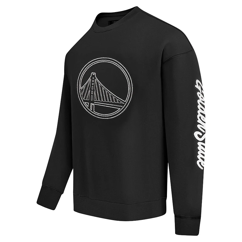 Men's Pro Standard Black Golden State Warriors Paint the City Drop Shoulder Sweatshirt