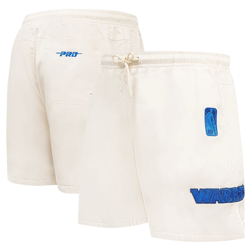 Men's Pro Standard Cream Golden State Warriors Triple Tonal Woven Shorts