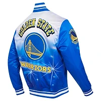 Men's Pro Standard Royal Golden State Warriors Sublimated Satin Full-Snap Jacket