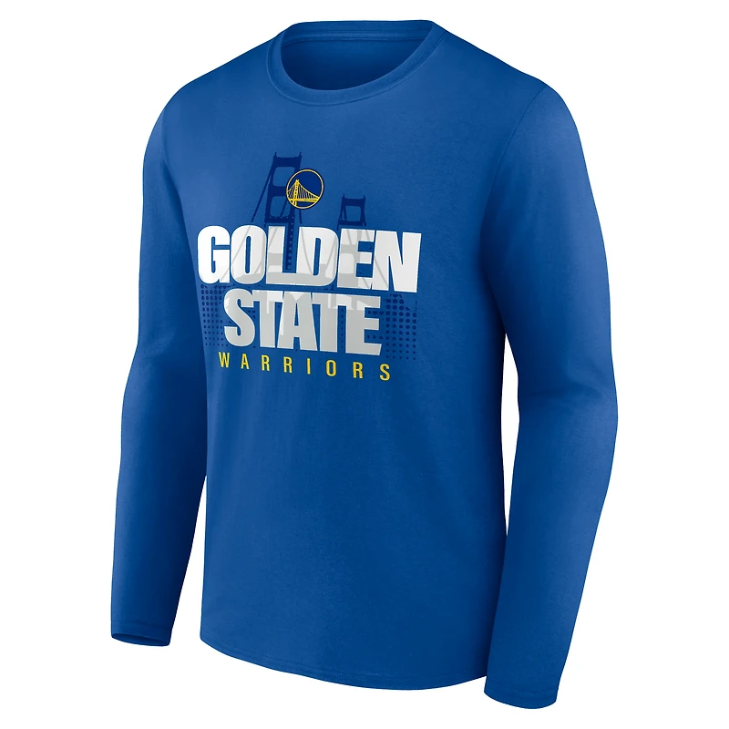 T-shirt à manches longues pour homme Royal Golden State Warriors Pick and Roll Coverage