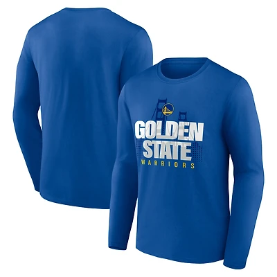 T-shirt à manches longues pour homme Royal Golden State Warriors Pick and Roll Coverage